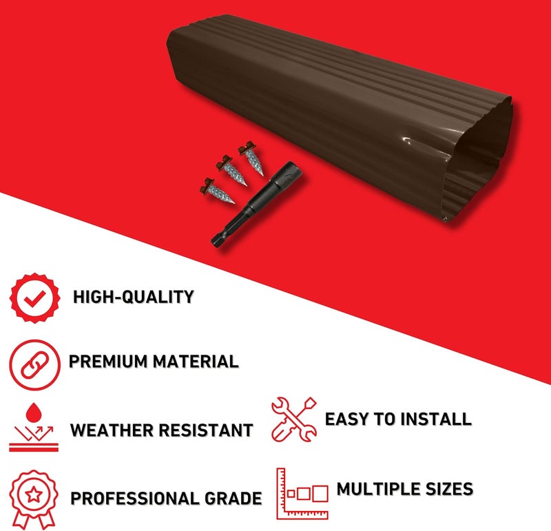 EAGLE 1 Aluminum Downspout Extension (Multiple Sizes and Colors) Includes Matching Screws and Hex Driver (3x4-15" / Brown) - Image 3